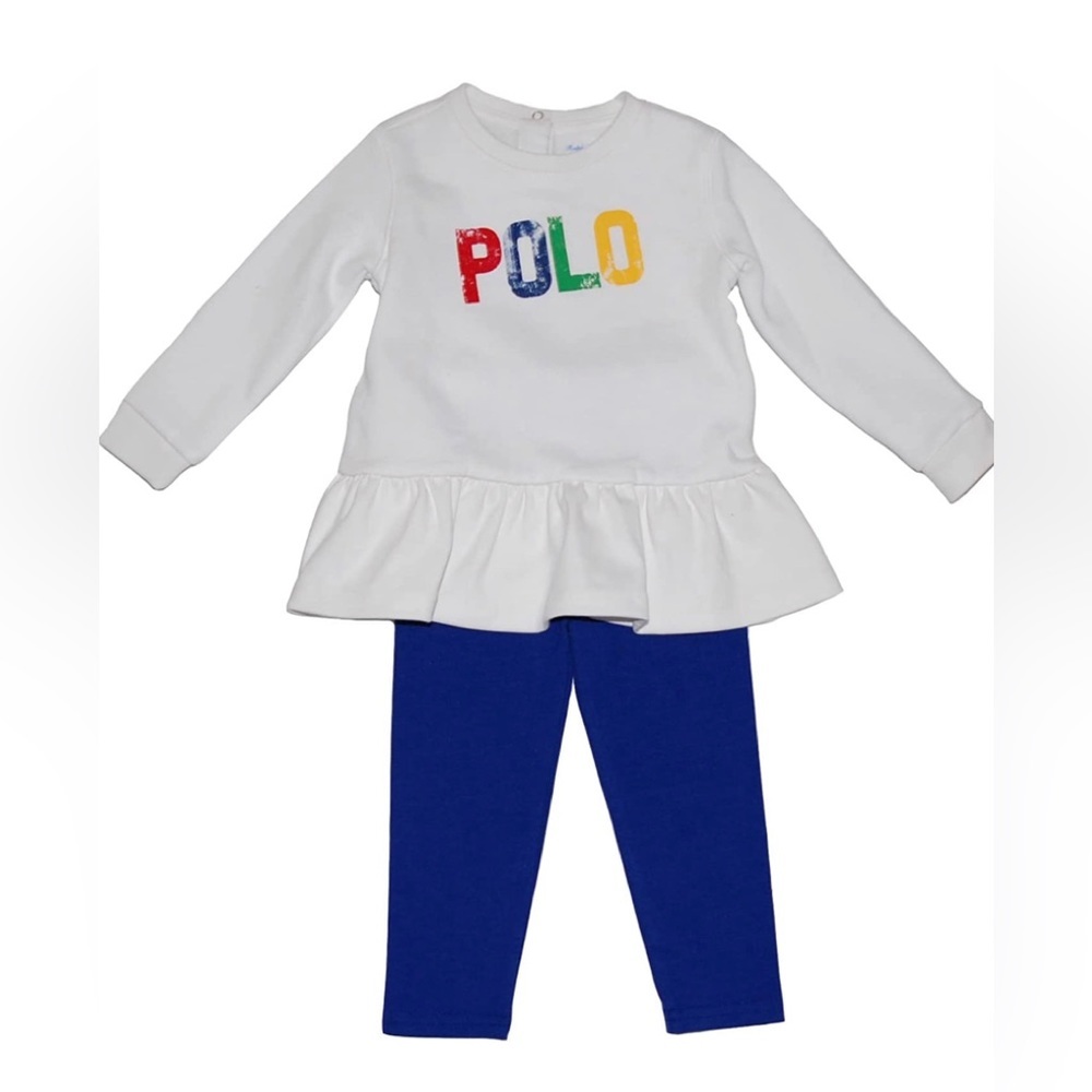 Polo Ralph Lauren Logo Jersey Top & Legging Set , 2 Piece Set White